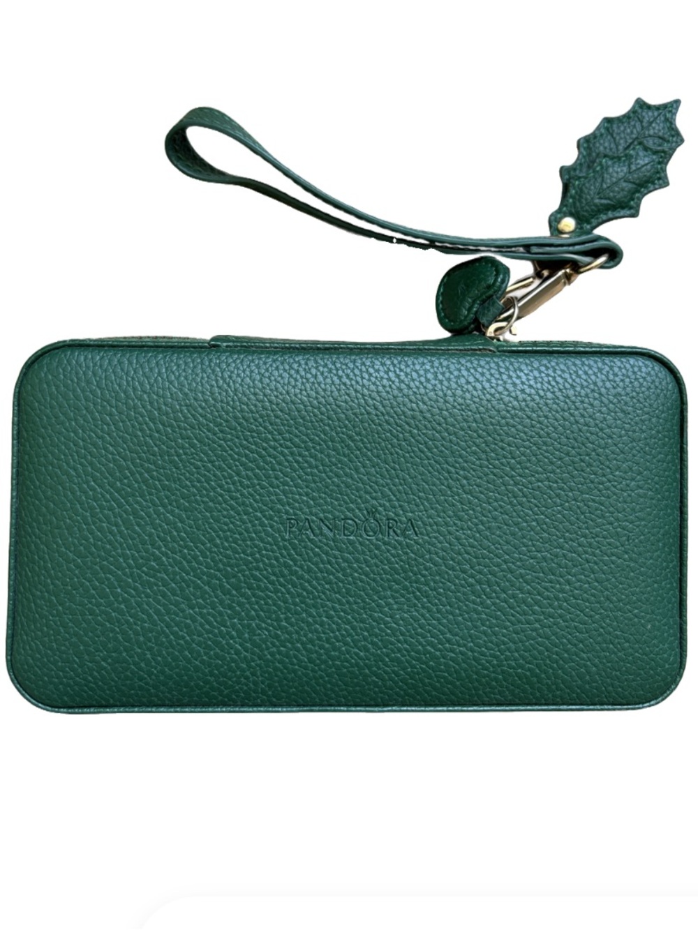 Pandora Zip Around Holly Green Travel Jewelry Organizer Festive Quiet Luxury